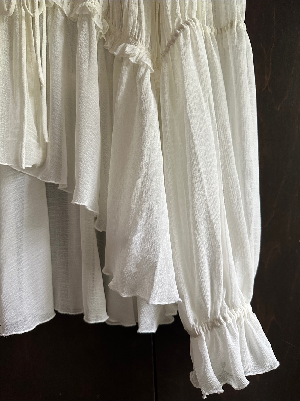 Urban Outfitters Cream Ruffle Tie-Front Peasant Blouse - Picture 5 of 9